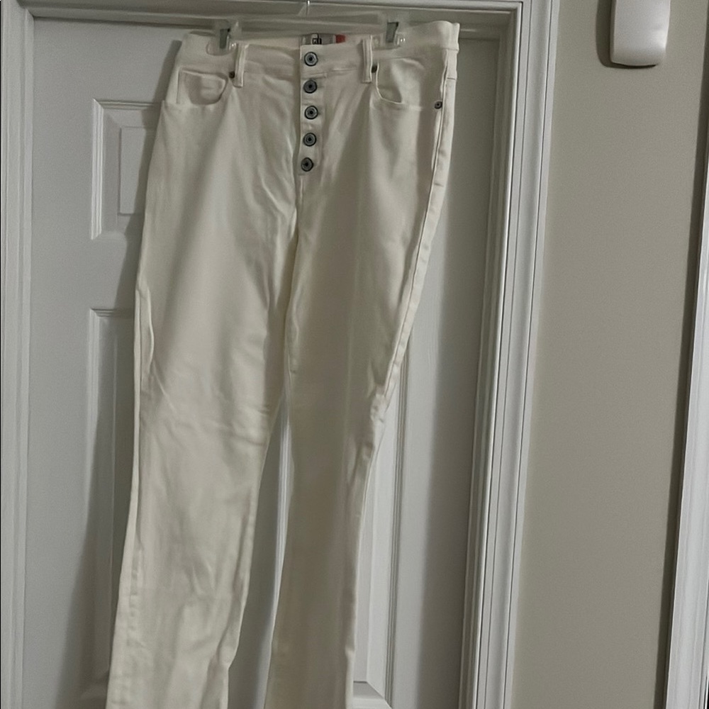 CAbi Cream Straight Leg Jeans